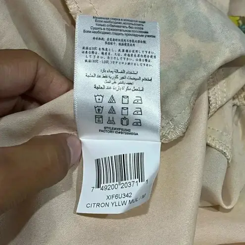 BCBGMAXAZRIA  Floral‎ Yellow, Blue, Orange Midi Short Sleeve Dress Medium