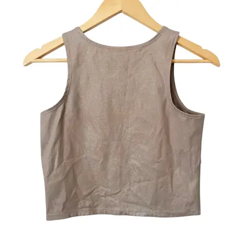 Tavi Women’s Light Brown Tan Shimmer Cropped Athletic Tank Top Size Small