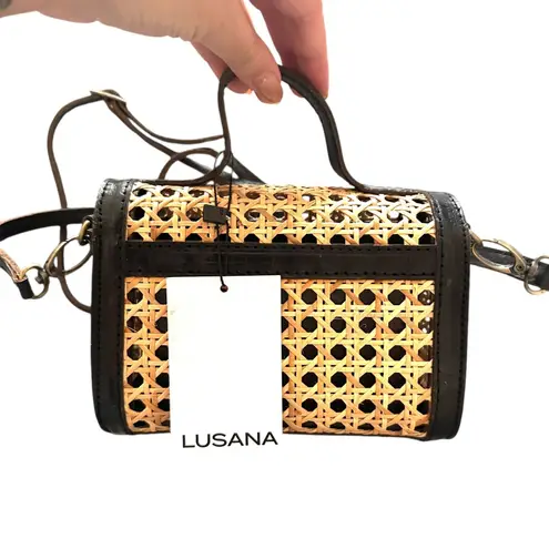 LUSANA Candice Rattan Crossbody/Handle Bag NWT Tan