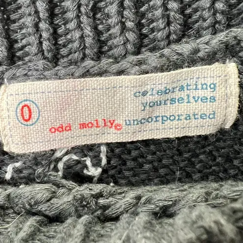 Odd Molly Fair Isle Sweater Knit Pullover Pink White Black Size 0