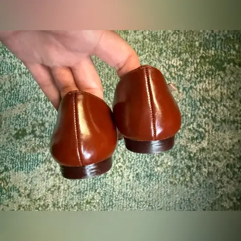 Vintage Connie brown leather open top strap flats, size 8 made in Brazil