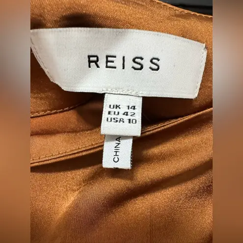 Reiss Aspen Satin Slip Skirt in Cinnamon Brown Size 10