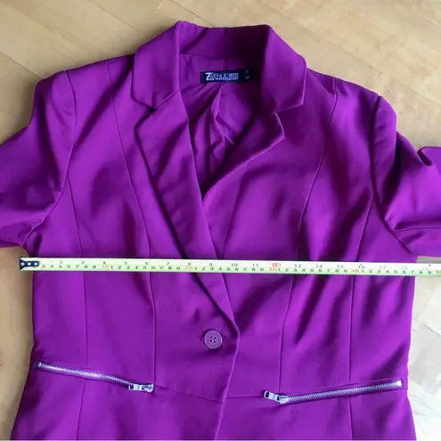 New York & Co. One Button Blazer, Zipper Pockets, Magenta Pink, Size 10