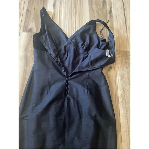 Donna Morgan Vintage black 90s grunge silk and velvet midi formal dress Size 10