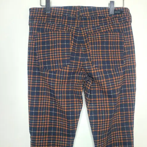 Liverpool Tartan Plaid Pants Sz 6/28 Cinnamon Navy Skinny Madonna Preppy Stretch
