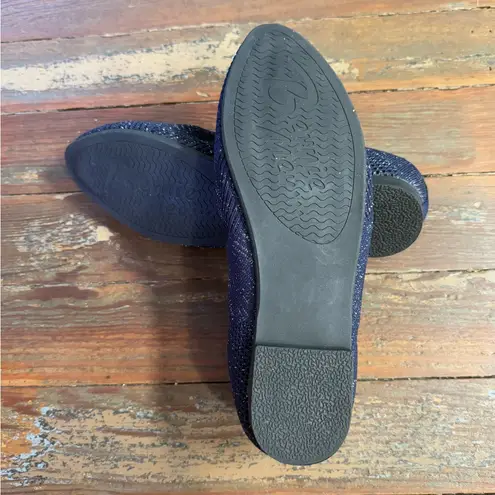 Bernie Mev Stretch Knit Navy and Silver Ballet Flats ~ Size 39 (8.5) 💛🍄 Blue
