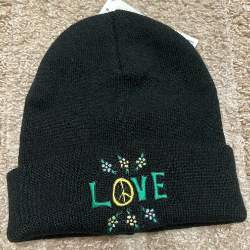 Urban Outfitters Coney Island Picnic Love Beanie NWT - Black