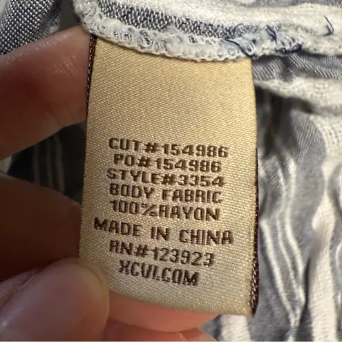 XCVI Womens Blue and White Short Sleeve Button Down Striped Midi Dress Lagenlook