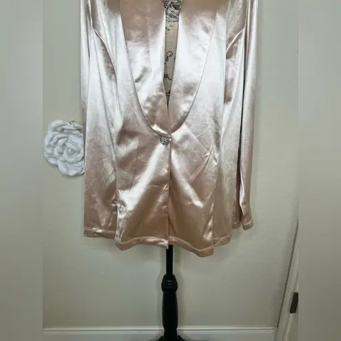 NTM: Savanna Jane NWT Satin Champagne Colored Soft Blazer Size 1X Gold