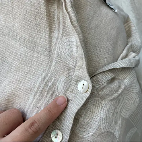 Lagenlook Linen Dress floral flowy shift midi womens Beige (large) boho natural Tan