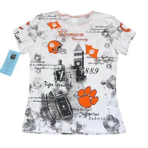 Clemson University Sequin Women’s Tee Size Medium NWT White