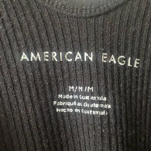 American Eagle Cami Bodysuit in Fancy Rib in Black