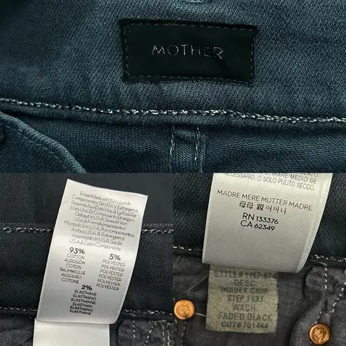 MOTHER Denim MOTHER Insider Crop Step Fray in Washed Black size 25