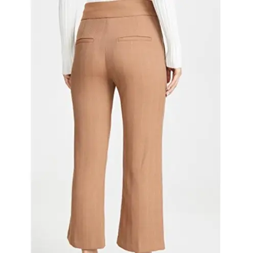 Veronica Beard Cormac Trouser Tan Herringbone Cropped Wide Leg Pants Size 10
