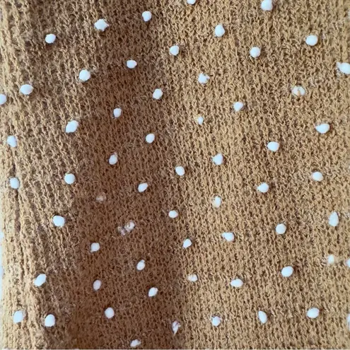 BCBGeneration  Caramel Swiss Dot Mini Dress Bell Sleeve V-Neck Acrylic Nylon EUC