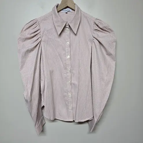 EN SAISON Aitana Cotton Poplin Stripe Blouse Sz Med Contemporary Elegant White