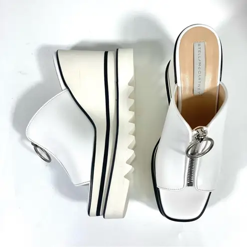 Stella McCartney Sneakelyse Platform Wedge Zip Slide Sandals White Size 40.5 EU