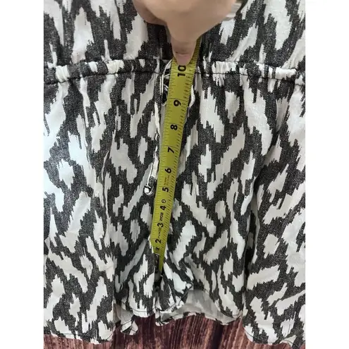 J Crew Women Size Large Romper Tie Waist Summer Resort Casual Shorts Ikat F2599 Black