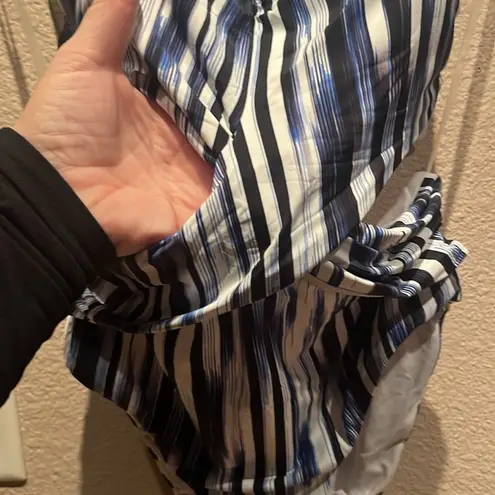 New Athena Women’s Blue Patterned Swimsuit One Piece Cut out Sewn in Size 10 NWT White