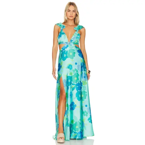 Show Me Your Mumu  Francie Maxi Dress in the Blue Piccadilly Floral L NWT