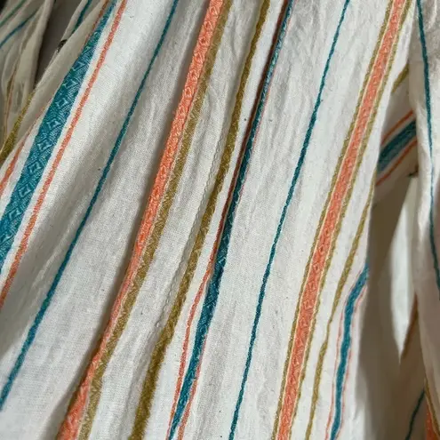 Aratta Silent Journey Embroidered Back Stripe Button Down Top | Small