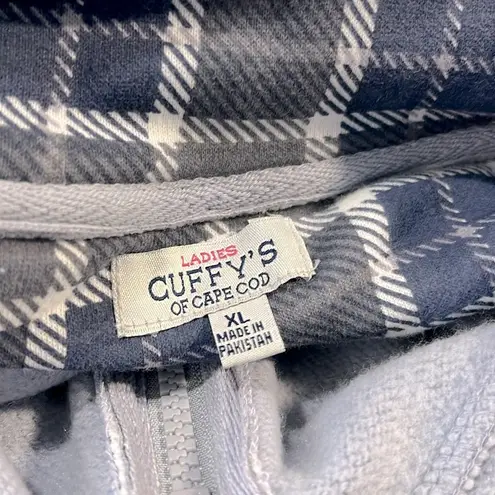 CUFFY'S OF CAPE COD 1/4 Zip Sweatshirt Periwinkle Blue/Plaid