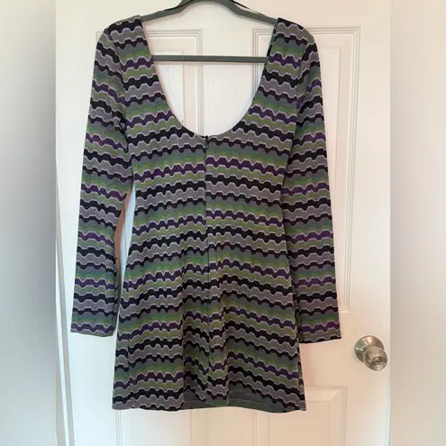 ZARA  women’s size M Wavy Pattern Long Sleeve metallic mini Dress NWOT