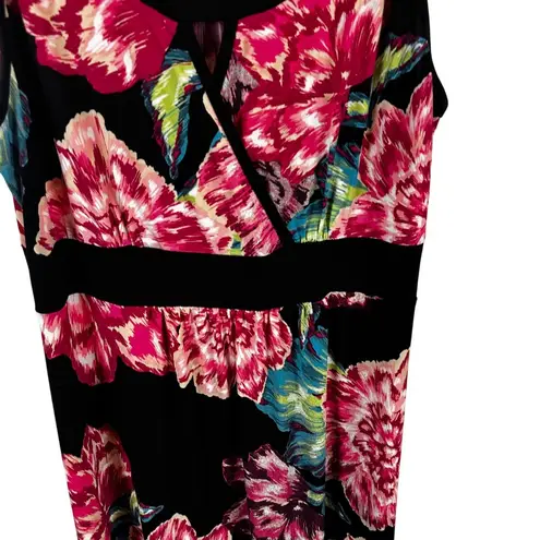 Susan Lawrence Size XL Black Multicolor Sleeveless Floral Max Polyester