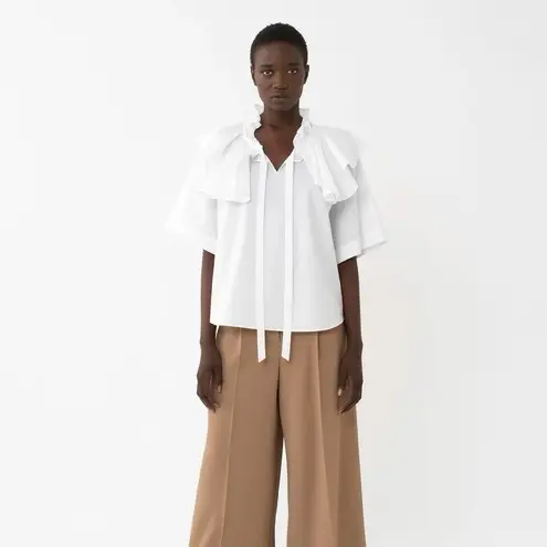 Chloé NEW See By Chloe Women’s White Cotton Poplin Short Sleeve Blouse Top Size 8