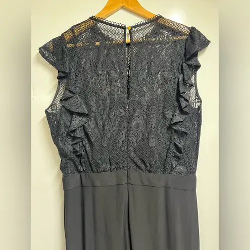 Julia Jordan NEW Lace Illusion Flutter Sleeve Black Jumpsuit Size 12 woman’s