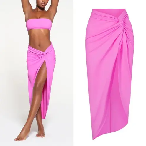 SKIMS Skim neon pink sarong midi skirt size large coverup beach vacation barbie summer