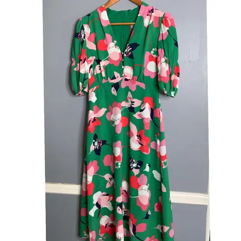 Vince Camuto  Floral Pebble Crepe Midi Dress in Green Size 4