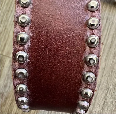 Leather Rock leather brown pink rhinestone belt