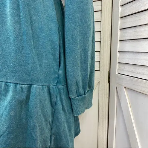 Wild Fable  Tiered Mock Neck Sweatshirt Babydoll Dress Teal Small