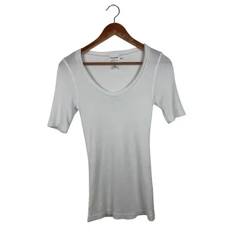 Michael Stars For Anthropologie XS/S Metallic Shine White Scoop Neck Top Size undefined