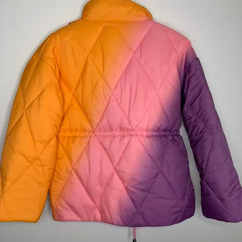 Electric & Rose Aiden Ombré Violet/Melon Quilted Puffer Jacket Womens XS New Purple