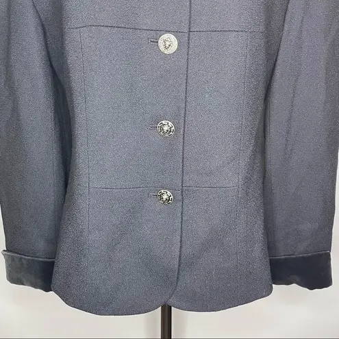 Valerie Stevens Petites Vintage Pure Wool Deep Navy Blue Blazer Jacket 8 Petite