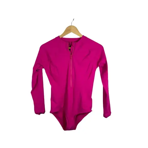 Athleta NWOT Sun Shield One Piece Rashguard Swimsuit Hot Pink Size S