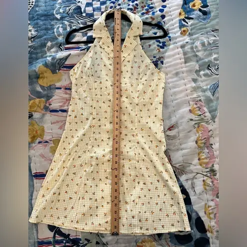 Cider M Ditsy Lapel Halter Dress Khaki NWT