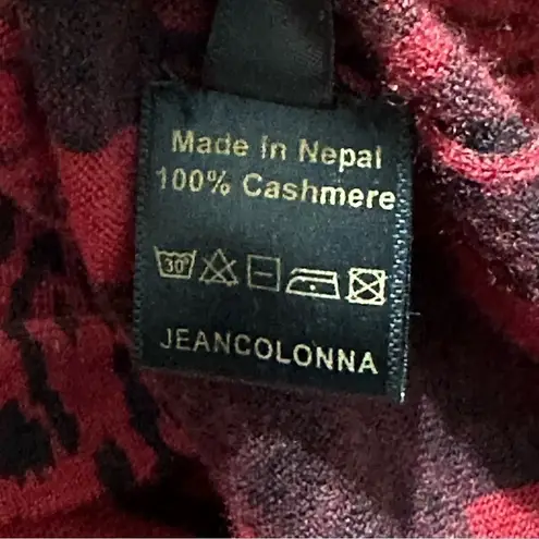 Jean Colonna Size S Black Red Printed Long Sleeve Lightweight Cashmere Sweater