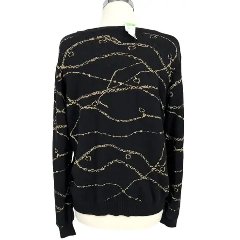 Jaclyn Smith Collection Womens Black Gold Metallic Sweater Size XL NWT