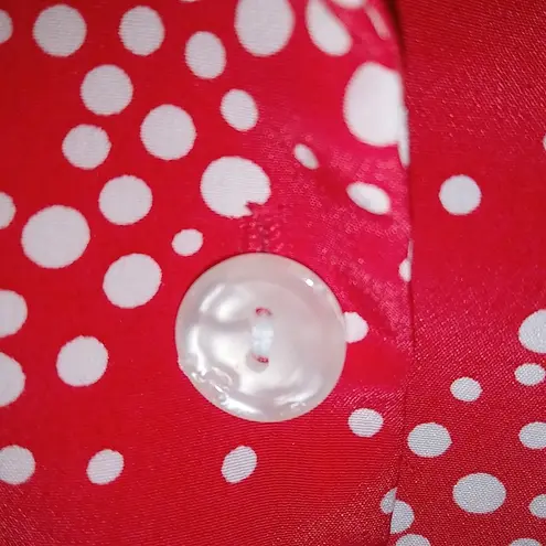 Blair 3X Button Down Red White Dot Jacket Top Set Plus