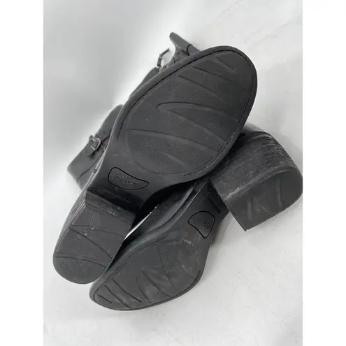 Born Fannar Black Leather Knee High Side Zip Block Heel Riding Boots Size 7M