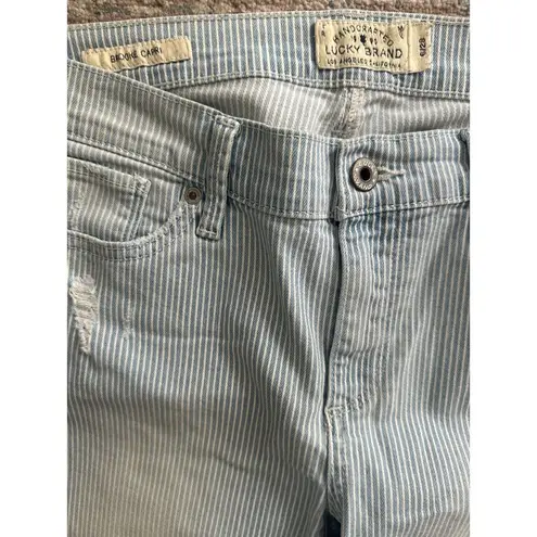 Lucky Brand  Pin Striped Light Wash Jeans Brooke Capri Size 6