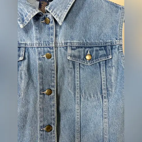 Vintage Denim Vest Large Blue Jean Button Down 90s Western Grunge Streetwear