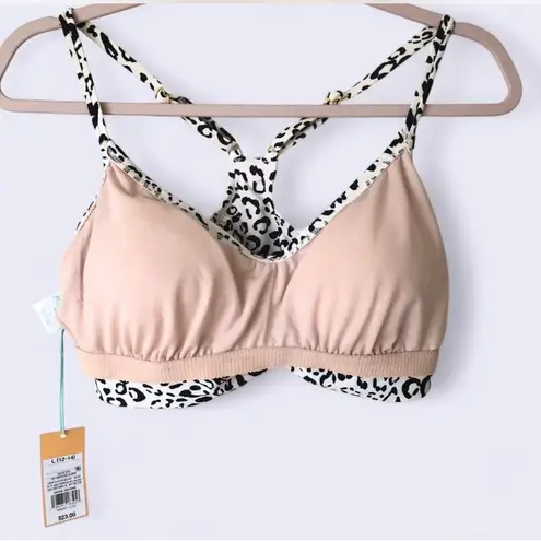 Kona Sol NWT Size L Womens Multicolor Lined Wireless Surplice Pull On Bikini Top