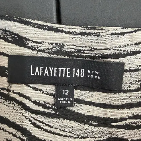 Lafayette 148 Sz 12 Dress Sheath Pencil Animal Print Sleeveless Career Work Tan