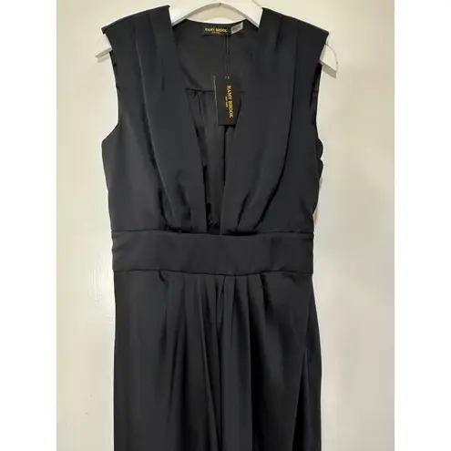 Ramy Brook Quinn Plunge-Neck Gown Dress Black Size 10 NWT Bold Front Slit
