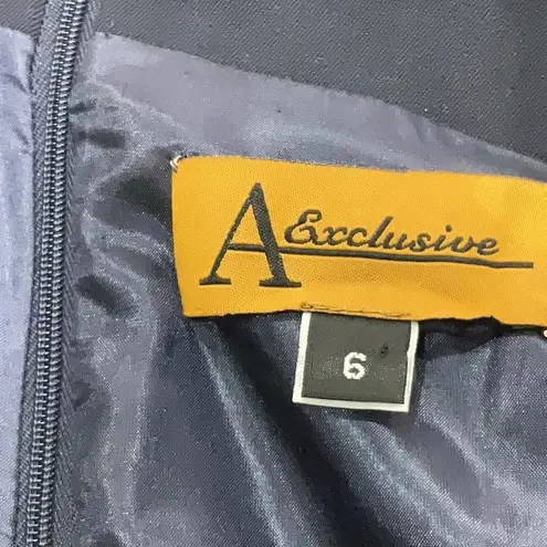 A Exclusive Vintage 90s Black Cocktail Dress Crystal Stones Embellished LBD sz 6