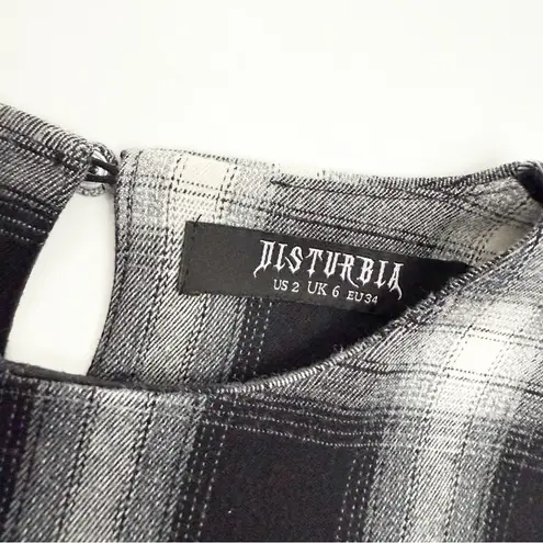 Disturbia Billie Check Mini Smock Dress Black Plaid Flannel Grunge Goth Punk Size 2